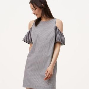 Loft striped cold shoulder shift dress
